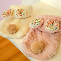 Dog Apparel Autumn And Winter Pet Clothes Warm With Velvet Cotton Clothing Minced Flower Ears Puppy Cat