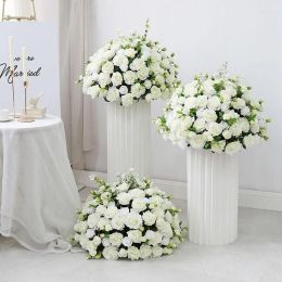 Decorative Flowers 45cm70cm Custom Large Artificial Flower Ball Wedding Table Centerpieces Stand Decor Geometric Shelf Party Stage Di ZZ