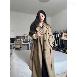 Women's Trench Coats Long-sleeved Coat Loose Foreign Style High-end Sense Over The Knee Long Windbreaker Women Fashion Temperament