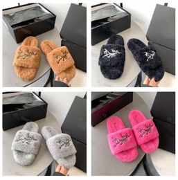 Designer shoes Teryx Wool Slippers Women Sandals Arcs Fur Slippers Antiskid Platform Slides Ladies Warm Flip Flop Indoor Flats Sandals