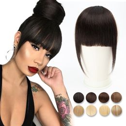 Bangs Human Hair Bangs 3 Clips 3D Blunt Cut Natural Hair Bangs OverHead Clip In Hair Extensions NonRemy 2.5"x4.5" Black Brown Blonde 230914