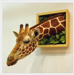 Decorative Objects Figurines 3D Po Frame Giraffe Creative Pendant Wall Decoration Props 230914