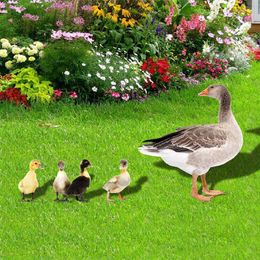 Garden Decorations 5pcs Chicken Stakes Ornaments Duck And Duckling Lawn Insert Signs Double-sided Printing Decoration Sculpture