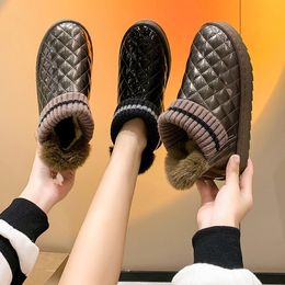Boots Warm Winter Snow Furry Turnedover Edge Gingham Shoes for Women Female Lining Booties Botas De Mujer 230915
