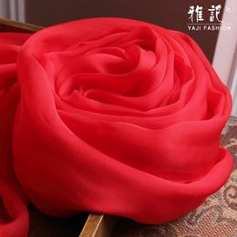 Scarves 100 Real Silk Scarf Women Big Red Natural chiffon ScarfFoulard Femme Lady Shawls Wraps for Ladies Solid 230914
