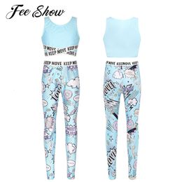 Clothing Sets Kids Clothes girls Sport sets Yoga Tracksuits Girls Sleeveless Gym Crop Top child High Waist Fitness Leggings Pants 230914