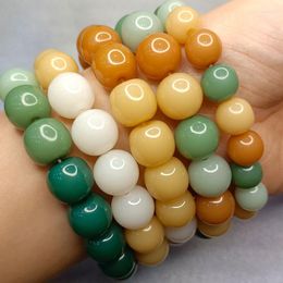 Strand 10mm Gradual White Imitation Jade Green Bodhi Bracelet Bohemia Old Barrel Bead Resin Healthy Lucky Fashion Jewellery