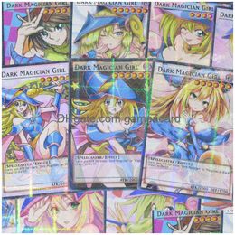 12Pcs/Set Yuh Black Magician Girl Flart Shiny Cards Bmg Dmg Holographic Foil Proxy Glossy Game Paper Collection Drop Delivery Dhveo