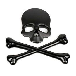 Car Stickers 3D Skl Metal Skeleton Crossbones Sticker Emblem Badge Styling Motor Accessories-Gold Black Sier Colour Drop Delivery Autom Dhjus