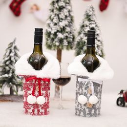 Knitted Wine Bottle Cover Bag Winter Coat Merry Christmas Ornaments Restaurant Home Festive Party Ornaments Xmas Gifts