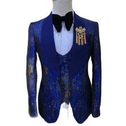 Customise Groom Tuxedos Big Shawl Collar Men Party Business Suits 3 Piece Prom Blazer Dress W1500228P