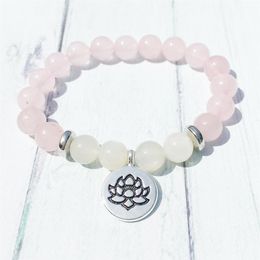 MG0385 Natural A Grand Moonstone Bracelet Fashion Women's Rose Quartz Bracelet Heart Chakra Energy New Beginnings Jewelry278g