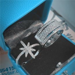 Star Starlight Promise Ring 5A Zircon Stone Real 925 Sterling Silver Wedding Band Rings for women men Party Jewellery