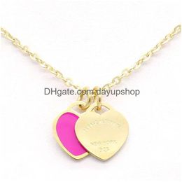Designer Necklace Jewellery Heart Clover Gold Luxury Brand 18K Couple Pendant Necklaces Valentines Day Drop Delivery