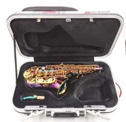 Eastern music pro use rainbow color curved soprano saxophone