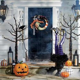 Halloween Decoration Door Wreath Witch Wreath Pumpkin Wreath Pendant Window Door Hanging for Garden Porch Party SuppliesYard Q0812257c