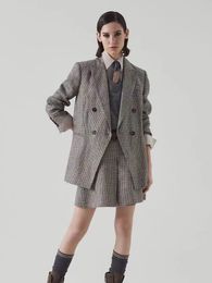 Two Piece Dres's Set 2023 BC Fashion Casual Temperament Commuting Comfortable Plaid Suit Classic Versatile High Quaity Ladies 230914