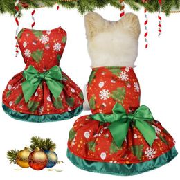 Dog Apparel Festive Pet Dress-up Christmas Dress Adorable Dresses Easy-to-wear Bowknot Decorated Holiday Clothes For Dogs