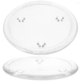 Candle Holders 2 Pcs Candlestick Tray Clear Plates Round Small Glass Dish Represent Pillar Stands