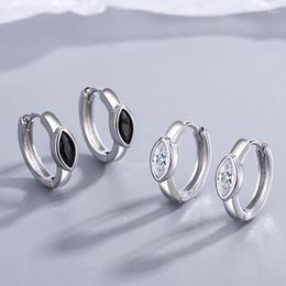 Hoop Earrings Horse Eye Shape Zirconia Single Diamond Simple Small Geometric Black Ear Jewellery Wholesale