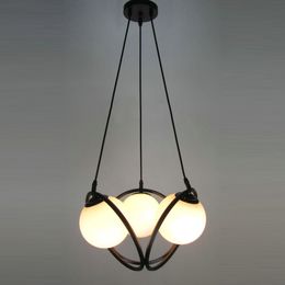 Dining Room Pendant Lamp European Vintage Painted Iron 3 Glass Balls Country Rustic Glass Corridor Pendant Lamp