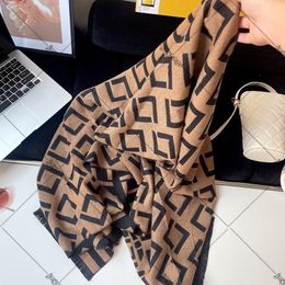 Luxury Scarf Woman Mens Unisex Double Letter F Winter Warm Scarves Classic Brown Long Printed Pashmina Soft Fabric Fashion Muffler Wrap