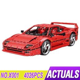Blocks Technical X001 Red Super SportsCar F40 Compatible MOC 140629 Car Building Bricks Educational Puzzle Toys Birthday Gifts 230914