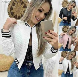 Women's Down Parkas Spring Autumn Jacket Women Coats Oneck Zipper Stitching Quilted Bomber Jacket 2020 New Short Coats And Jackets Women Clothes13301898 L230915