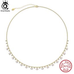 Pendant Necklaces ORSA JEWELS Unique 925 Sterling Silver Ball Bead Necklace with Natural Pearls Vintage Choker Neck Chain for Women Jewelry GPN37 230915