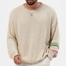 Men's Sweaters 2023 Autumn Vintage O Neck Knitted Pullovers Sweater Casual Streetwear Oversized Solid Color Long Sleeve T-shirt Luxury