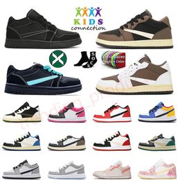 Top Baby 1s Kids Jumpman 1 Boy Girl Baksetball Shoes 1s Kid Sneakers Reverse Mocha Olive Nero Phantom UNC Wolf Grigio Rosa Platform Jogging Walking Scarpe da ginnastica