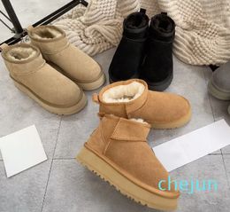 Suede Australian Women Slipper Chestnut Disquette Shearling Fur Snow Boot Tasman Warm Winter Booties Platform Slides Ankle Shoes