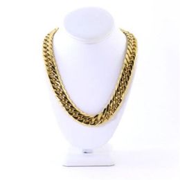 Mens Heavy Large 14K Gold Plated Miami Cuban Stainless Steel Chain 18 5mm 24''219Z