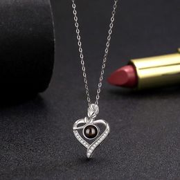 Pendant Necklaces EthShine 925 Sterling Silver Projection Po Custom Necklace Heart Picture Pendant Necklaces for Women Mother's Day Gift 230915