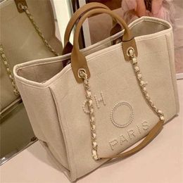 Cheap 80% Off Luxury Women's Hand Canvas Beach Bag Tote Handbags Classic Large Backpacks Capacity Small Chain Packs Big Crossbody D7E4 code 561