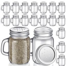 Kitchen Storage Organisation 4OZ Glass Salt and Pepper Shakers Clear Mason Jar Mini for with Metal Lid Handles Table 230915