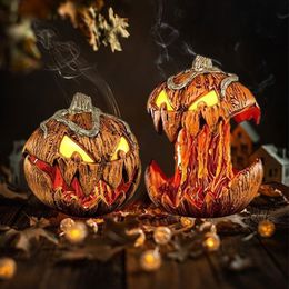 Decorative Objects Figurines Halloween Extendable Pumpkin Lanterns With Glowing Eyes With Music LED Decorations Props Latex Halloween Decor 230914