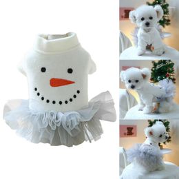 Dog Apparel Dogs Yarn Dress With Snowman Pattern Christmas Skirt Autumn Wedding Dresses