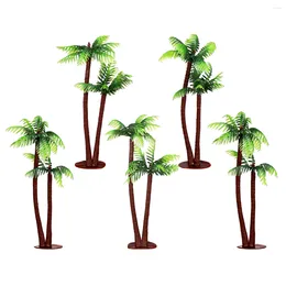 Garden Decorations TINKSKY 5Pcs Miniture Decorationation Plastic Coconut Palm Tree Miniature Pots Bonsai Craft Micro Landscape DIY Decor