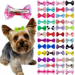 Dog Apparel Mix Colours Bows Hairpin Hair Accessories Products Handmade Grooming Small Pet Cat Clips Supplier 10 20 30 Pcs