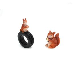 Garden Decorations Resin Naughty Squirrel Statue Christmas Dress Up DIY Decoration Durable Accessories