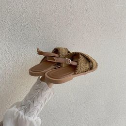 Sandals French Flat Women's 2023 Summer Mega Gentle And Niche Design Sense Bohemian Roman Beach Shoes