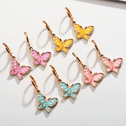 Dangle Earrings 2 Pairs Butterfly Enamel Pendant 2023 Fashion Jewellery Party Wedding Cute Charm Women's Kids DIY Making
