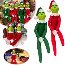 30cm Christmas Grinch Plush Doll Toys Green Monster Elf Plush Doll Christmas Tree Hanging Ornament Decoration Xmas New Year Gifts Best quality