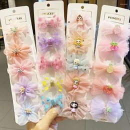 Hair Accessories 5Pcs Cute Sweet Cloth Bow Hairpins Fashion Colourful Girls Clip Lace Ornament Clips Headband Barrettes