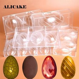 Happy Easter Egg Chocolate Mould Polycarbonate Mould Plastic Cracked Smooth Festival Decation Baking Bakery Tools Y200612200R