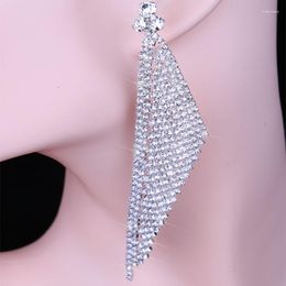 Dangle Earrings Hgflyxu Silver Colour Crystal Rhinestone Large Pendant For Women Wedding Party Fashion Ear Jewellery 2023