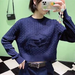 Women's Sweaters Cropped early autumn new style Fried Dough Twists round neck long sleeve knitting sweater women
