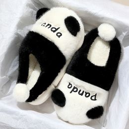 Slippers Winter Indoor Cute Cartoon Panda Women Flats Furry Home Cotton Shoes Men Couples Bedroom Warm Plush Nonslip Slides 230915