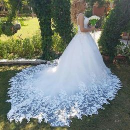 Sexy vestidos de novia Lace Wedding Dresses Sweetheart Lace Applique With Train High Quality Bridal Gowns New291P
